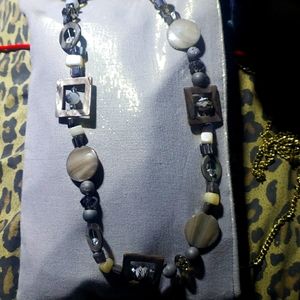 Gray seashell crystal necklace